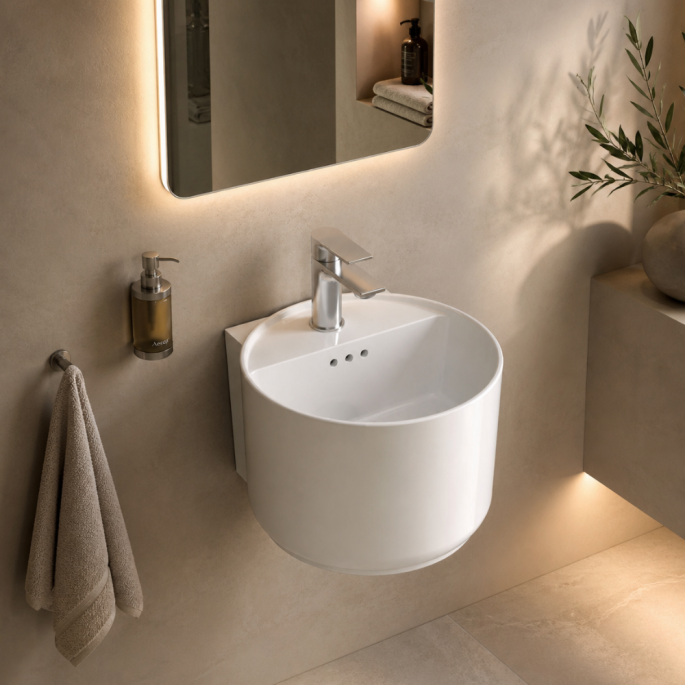 Vasque lave-mains suspendu Monolith Blanc brillant Fluidheat