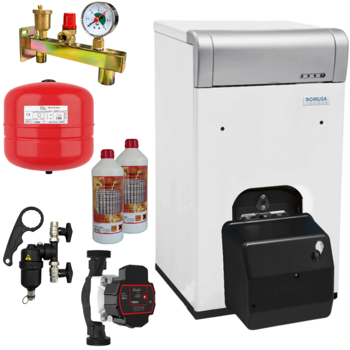 Kit chaudière fioul Domusa HFD 30 + brûleur fioul + accessoires installation