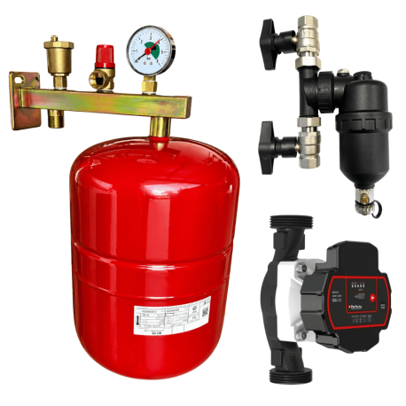 Pack support potence équipée + vase d'expansion chauffage 24 litres + Filtre magnétique + Circulateur Fluidheat