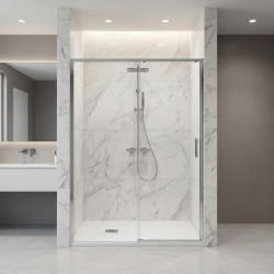 Pack douche (entre 3 murs) chromé : receveur 120 x 80 cm + paroi coulissante