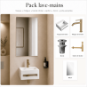 Pack lave-mains : vasque suspendu + robinetterie et siphon or brossé + miroir
