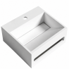 Pack lave-mains : vasque suspendu + robinetterie et siphon or brossé + miroir
