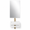 Pack lave-mains : vasque suspendu + robinetterie et siphon or brossé + miroir