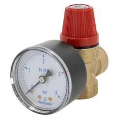 Soupape sécurité 1/2"avec Manomètre pour chauffage Thermador