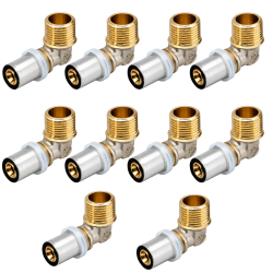 Lot de 10 raccords coudés 1/2 M16 multicouche profil TH-H-U-B-F à sertir RBM Lot de 10 raccords coudés 1/2 M16 multicouche profil TH-H-U-B-F à sertir RBM