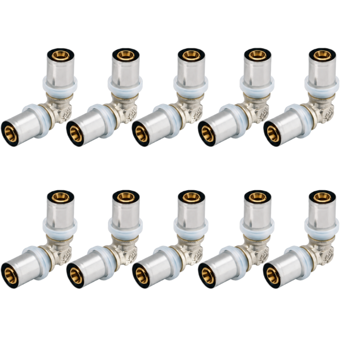 Lot de 10 Coudes 90° multicouche à sertir D20 RBM profil TH-H-U-B-F