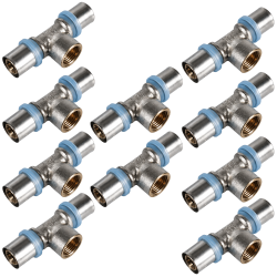 Lot de 10 Tés réduits 20 x 1/2" x 20 multicouche à sertir RBM profil TH-H-U-B-F Lot de 10 Tés réduits 20 x 1/2" x 20 multicouche à sertir RBM profil TH-H-U-B-F
