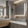 Colonne bain / douche thermostatique avec bec baignoire - Noir