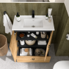 Ensemble salle de bain Gain de place Chêne africain : Meuble profondeur réduite - 50 cm + Vasque + Miroir (pieds inclus)