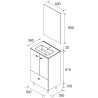 Ensemble salle de bain Gain de place Chêne africain : Meuble profondeur réduite - 50 cm + Vasque + Miroir (pieds inclus)