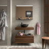 Plan de toilette suspendu - 80 cm - Noyer (fixations incluses)
