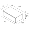 Ensemble salle de bain Noyer : Plan suspendu 80 cm + Meuble + Vasque + Robinetterie noire (Bonde + Siphon inclus)