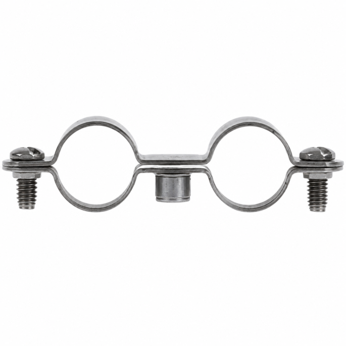Collier double pour fixation de tuyauterie Fischer