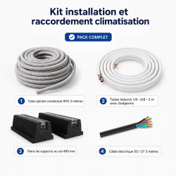Kit installation et raccordement climatisation sol 3 mètres 1/4-3/8 Kit installation et raccordement climatisation sol 3 mètres 1/4-3/8