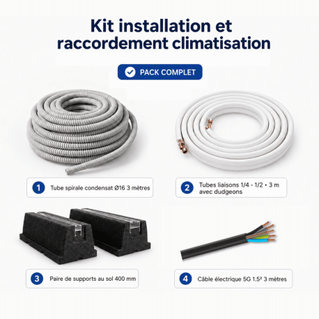 Kit installation et raccordement climatisation sol 3 mètres 1/4-1/2