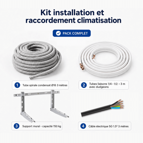 Kit installation et raccordement climatisation sol 3 mètres 1/4-3/8