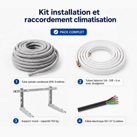 Kit installation et raccordement climatisation sol 3 mètres 1/4-1/2