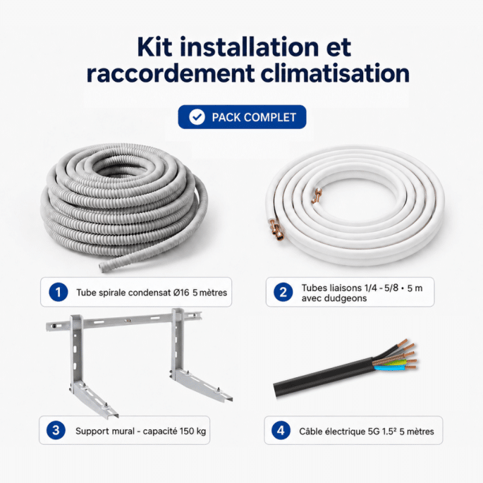 Kit installation et raccordement climatisation sol 3 mètres 1/4-1/2