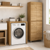Pack buanderie chêne africain : encadrement machine à laver + colonne 4 portes