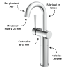 Mitigeur lavabo - pour vasque à poser - chrome - Schütte