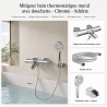 Mitigeur bain thermostatique mural avec douchette - Chromé - Schütte