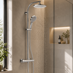 Colonne de douche thermostatique - chrome - Schütte