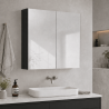 Armoire de toilette miroir - 60 cm - finition noir mat