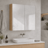 Armoire de toilette miroir - 80 cm - finition chêne
