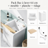 Pack Bac à laver 64 cm + meuble + planche + vidage