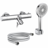 Mitigeur bain thermostatique mural avec douchette - Chromé - Schütte