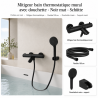 Mitigeur bain thermostatique mural avec douchette - Noir mat - Schütte