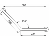 Barre de maintien coudée 135° 2 Points 400 x 400 mm Inox Delabie