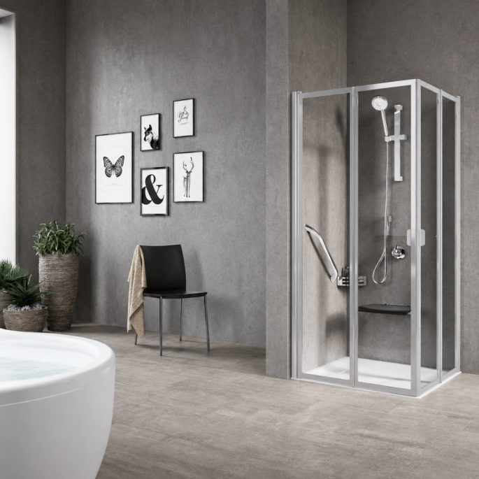 Portes de douche pliantes accès d'angle Free 2A version haute Novellini