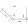 Barre de maintien coudée 135° 3 Points 400 x 400 mm Inox Delabie