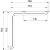 Barre de maintien d'angle 2 murs inox brillant Ø 32 Delabie