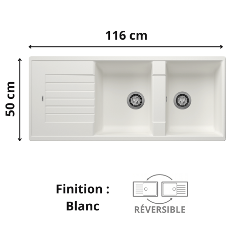 Évier de cuisine Zia 8S Silgranit Blanco