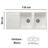 Évier de cuisine Zia 8S Silgranit Blanco
