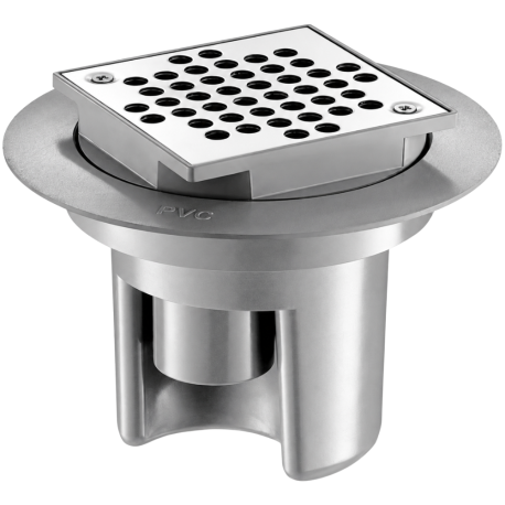 Siphon de sol à hauteur réglable avec grille inox Delabie 