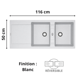 Évier 2 bacs + égouttoir 120 cm Maris MRG 621 Franke Évier 2 bacs + égouttoir 120 cm Maris MRG 621 Franke
