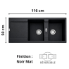 Évier 2 bacs + égouttoir 120 cm Maris MRG 621 Franke
