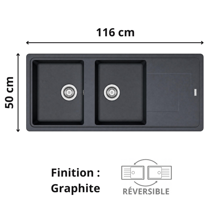 Évier 2 bacs + égouttoir 120 cm Titan TTD 621 Franke