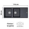 Évier 2 bacs + égouttoir 120 cm Titan TTD 621 Franke