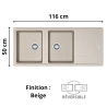 Évier 2 bacs + égouttoir 120 cm Titan TTD 621 Franke