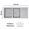 Évier 2 bacs + égouttoir 120 cm Titan TTD 621 Franke