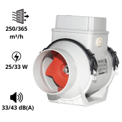 Extracteur LINEO 250 / 365 m³/h centrifuge en conduit pour application résidentielle ou tertiaire AXELAIR Extracteur LINEO 250 / 365 m³/h centrifuge en conduit pour application résidentielle ou tertiaire AXELAIR