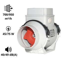 Extracteur LINEO 700 / 950 m3/h centrifuge en conduit pour application résidentielle ou tertiaire AXELAIR Extracteur LINEO 700 / 950 m3/h centrifuge en conduit pour application résidentielle ou tertiaire AXELAIR