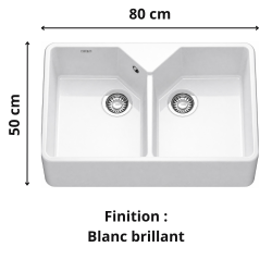 Évier timbre 2 bacs 80 cm Belfast BAK720 Franke