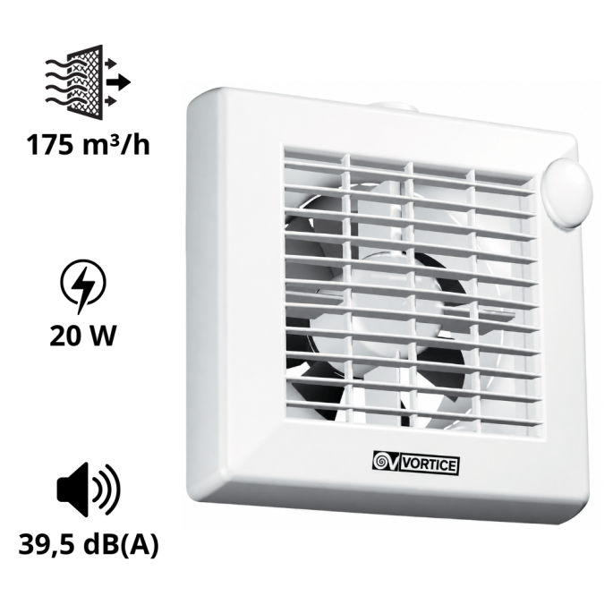 Extracteur PUNTO 175 m3/h Universel de faible profondeur moteur AXELAIR