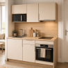 Pack cuisine 160 cm – meubles bas et hauts+ Plan de travail + Crédence + Accessoires - Beige clair & Bois