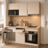 Pack cuisine 160 cm – meubles bas et hauts+ Plan de travail + Crédence + Accessoires - Beige clair & Bois